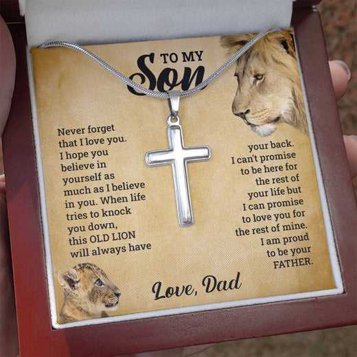 À MON FILS CE COFFRET CADEAU COLLIER CROIX VIEUX LION