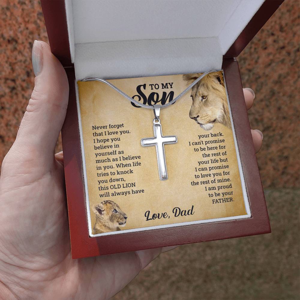 À MON FILS CE COFFRET CADEAU COLLIER CROIX VIEUX LION